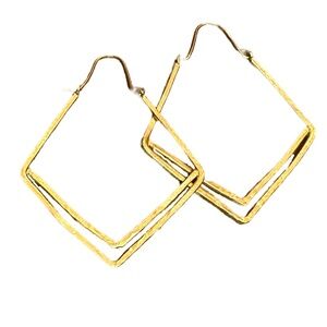 2019 Victoria Bekerman 14K gold plated hammered hoops with 14k gold filled posts